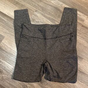 Toad&Co Black and Gray Striped Leggings